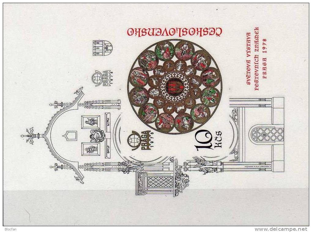 Tierkreiszeichen Der Prager Uhr 1978 Block CSSR Block 35B ** 50€ Plus E-Karte Rathaus-Uhr Bloc Imperforiert Sheet Of CSR - Blocs-feuillets