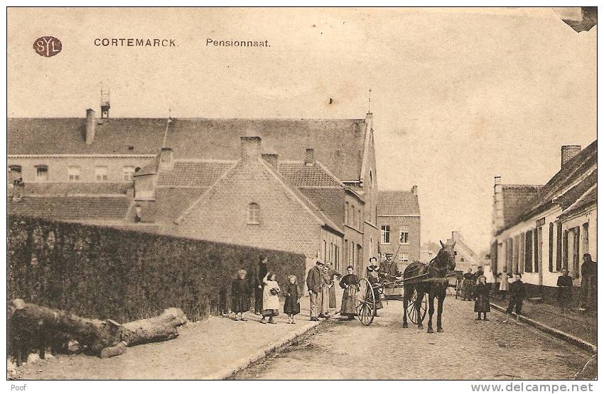 Cortemarck / Kortemark : Pensionnaat Met Paardekoets Op Straat  ( Feldpost 1915) - Kortemark