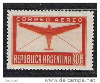 Q692.-.ARGENTINA .-. 1940 .-. MI#: 456  - MNH  AIR STAMP .-. PLANE AND LETTER.-. - Neufs