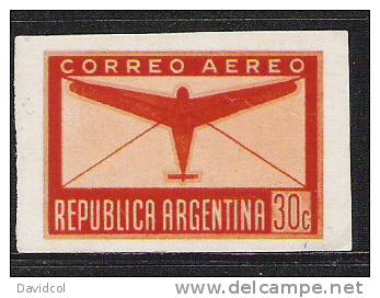 Q693.-.ARGENTINA .-. 1940 .-. MI#: 456  - MH  AIR STAMP .-. IMPERFORATE.-. PLANE AND LETTER.-. NO LISTED - Neufs