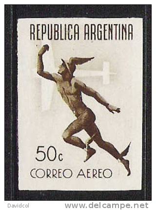 Q695.-.ARGENTINA .-. 1940 .-. MI#: 457  - MH  AIR STAMP .-. IMPERFORATE NO LISTED - Neufs