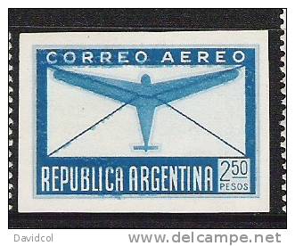 Q698.-.ARGENTINA .-. 1940 .-. MI#: 460  - MNH  AIR STAMP .-. PLANE AND LETTER.-. IMPERFORATE NO LISTED - Ungebraucht