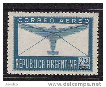 Q699.-.ARGENTINA .-. 1945 .-. MI#: 520  - MNH  AIR STAMP .-. PLANE AND LETTER.-. - Neufs