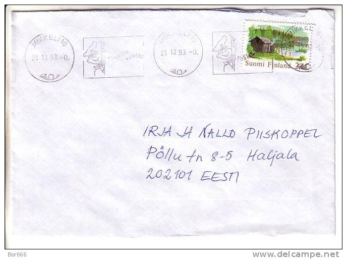 GOOD FINLAND Postal Cover To ESTONIA 1993 - Good Stamped: Sauna - Lettres & Documents