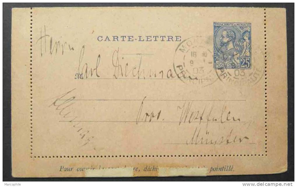 MONACO / 1903 ENTIER POSTAL  POUR L ALLEMAGNE (ref 1325) - Entiers Postaux