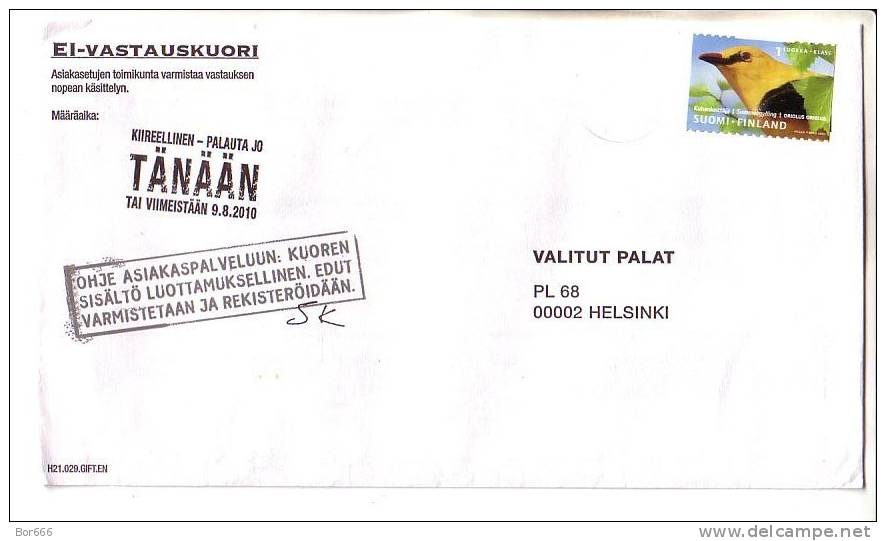 GOOD FINLAND Postal Cover 2011 - Good Stamped: Bird - Covers & Documents