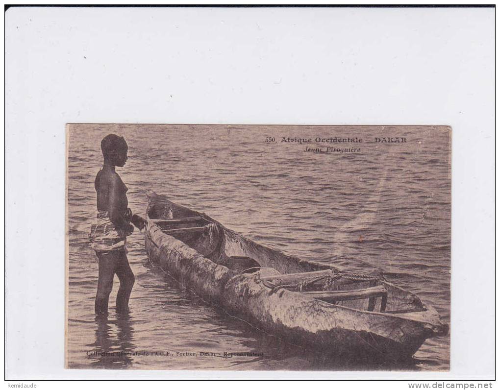 SENEGAL - 1931 - SUPERBE CARTE POSTALE (PIROGUIERE) De DAKAR Pour NIMES Avec OBLITERATION DAGUIN à L' ARRIVEE - Covers & Documents