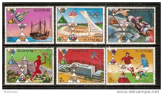 DPR Korea 1976 Int'al Events Olympic UPU Ship Football Space Satellite Sc 1506-11 Cancelled ++ 8185a - Estate 1976: Montreal