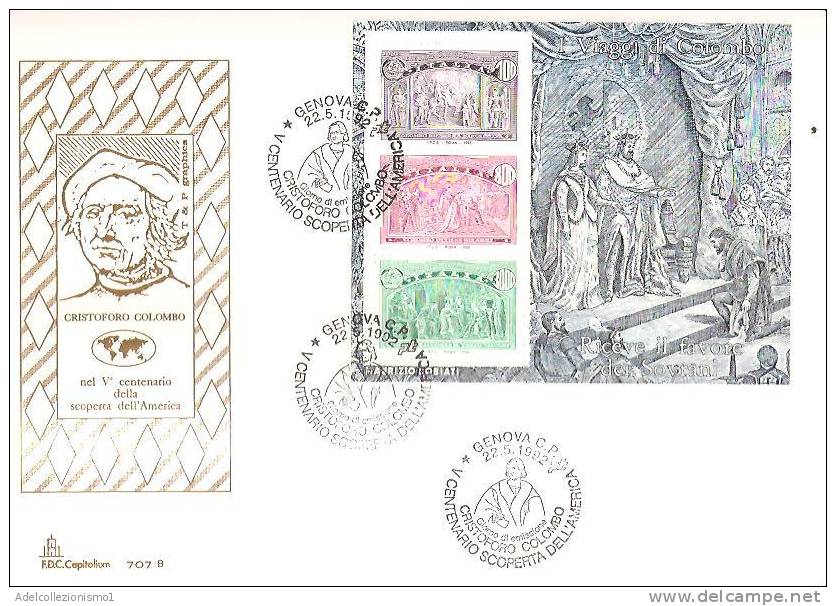 54036)n°6 Lettere F.d.c. Serie Cristoforo Colombo Con Foglietto Commemorativo Con 3 O Un Valore + Annullo - 1991-00: Poststempel