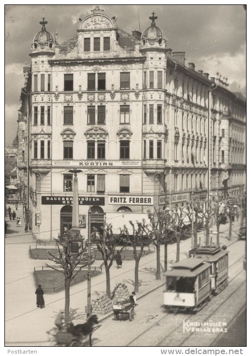 ALTE POSTKARTE GRAZ JOANNEUMRING 1933 DAUERBRANDÖFEN KÖRTING FRITZ FERBER Srassenbahn Tram Tramway Steiermark Austria AK - Graz