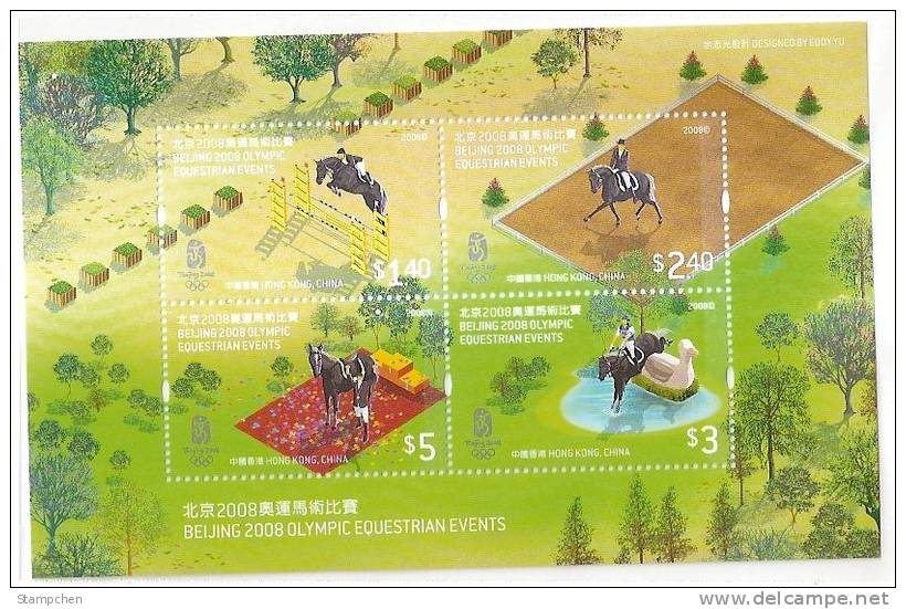 Hong Kong Beijing 2008 Olympic Equestrian Events Stamps S/s Horse Park Costume - Neufs