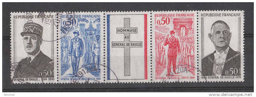 Francia    -  1980.  In Honor Of Charles De Gaulle.  Strip Of The Complete Set - De Gaulle (Général)