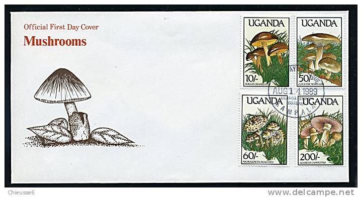 Ouganda Ob N° 563 à 566 - Env. 1er Jour - Champignons (lot 5) (17 P2) - Ouganda (1962-...)
