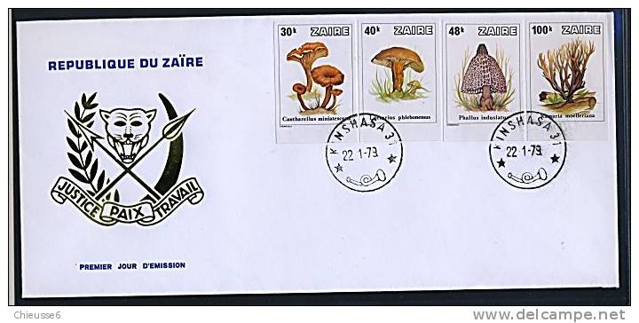 Zaïre Ob N° 943 à 950 ND - 2 Env. 1er Jour - Champignons (lot 6) (17 P10) - Neufs