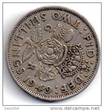 Pièce UK  De 2 Schilling 1949 - J. 1 Florin / 2 Shillings
