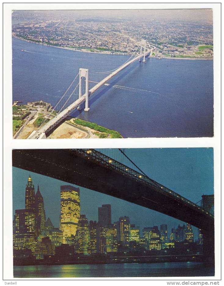 66) USA NEW YORK CITY - Lotto 2 Cartoline "The Brooklyn Bridge " Viaggiate - Brooklyn