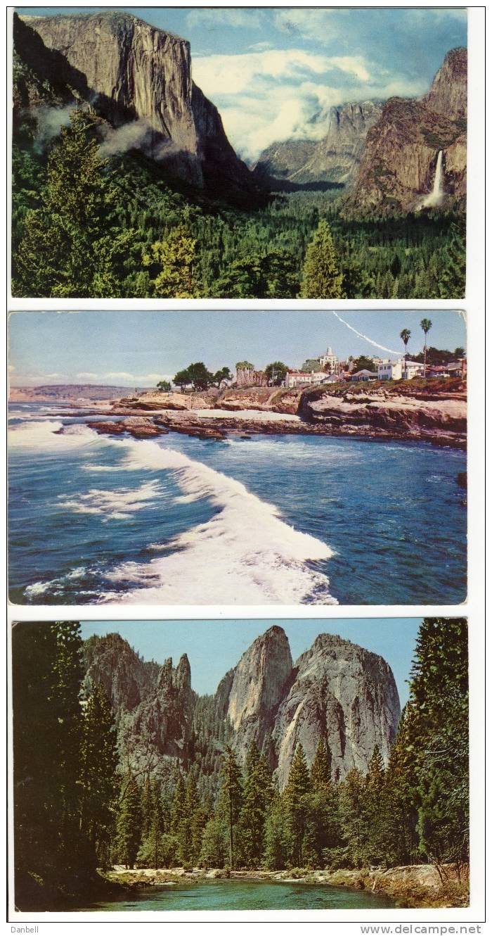 68) USA CALIFORNIA- YOSEMITE E LA JOLIA PARK- Lotto 3 Cartoline Viaggiate - Yosemite