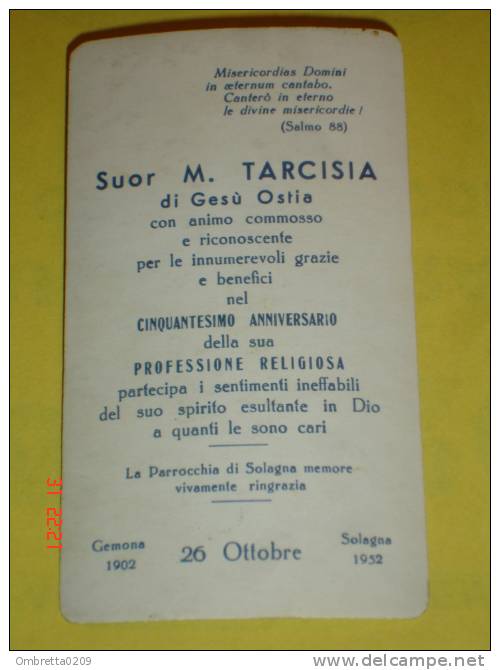 AR - Dep.1017 - S.FRANCESCO Veduta Basilica ASSISI - Anno1952 Suora-GEMONA,Udine / SOLAGNA,Vicenza - Monocromo - Santino - Santini