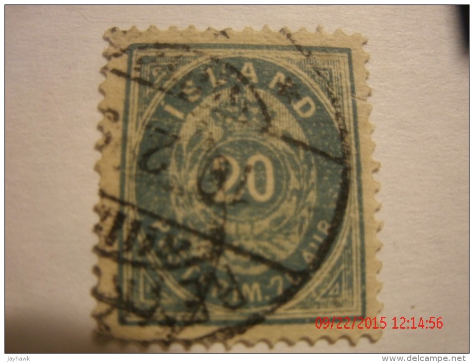 ICELAND 1882,  SCOTT# 17,  20 AURAR, BLUE, USED - Oblitérés