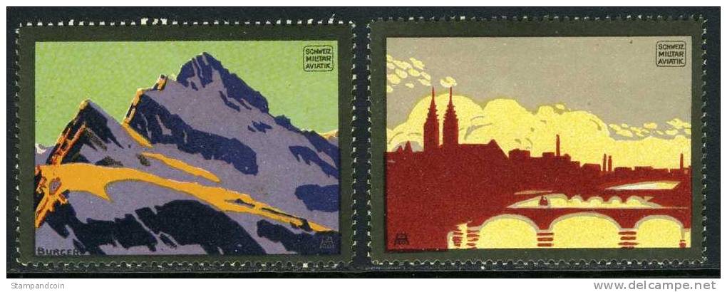 Two Mint Swiss Military Air Vignettes From 1913 - Vignettes