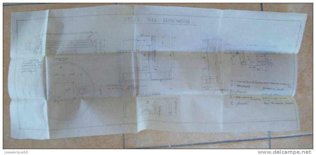 3 PLANOS REMACHADORA. ROUTE 3 Rivets. SUDRY & FILS 1935 APROX. - Machines