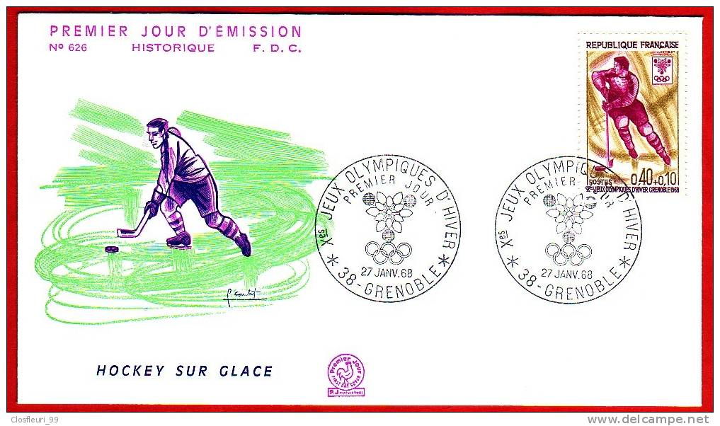 Cinq (5) Enveloppes Jeux Olympiques De Grenoble 27.1.68, Série Complète, Qualité Luxe - Briefe U. Dokumente