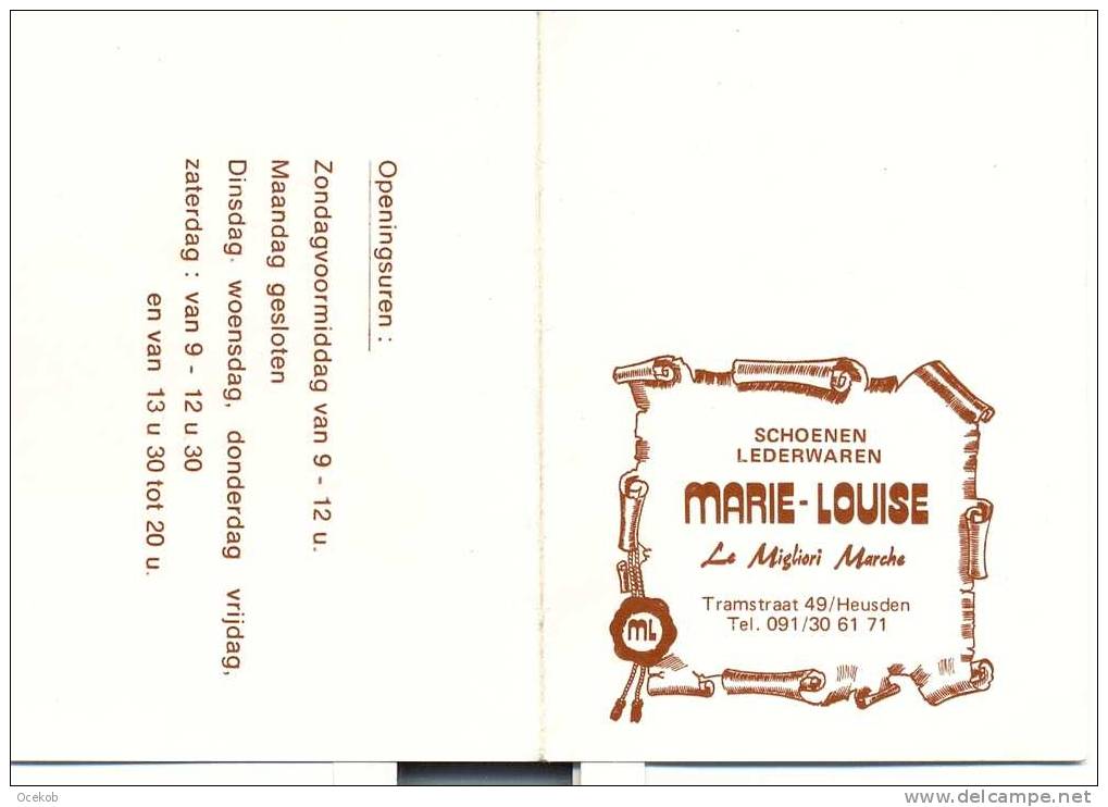 Kalender Heusden  Pub./Recl. Schoenen-lederwaren MARIE-LOUISE "Le Migliori Marche" 1981 - Petit Format : 1971-80