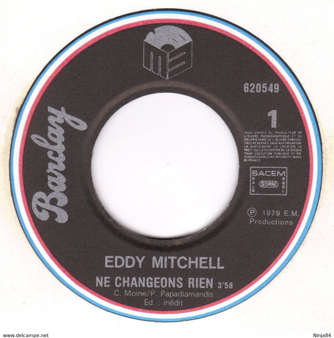 SP 45 RPM (7")  Eddy Mitchell / Chuck Berry  "  Ne Changeons Rien   " - Autres - Musique Française