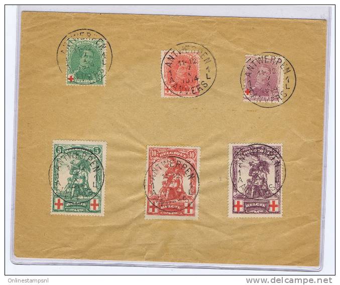 Belgium Red Cross Issues 1914 On Envelop OBP Nrs 126-131 Used. Cancel Date 11-12-1914 - 1914-1915 Rotes Kreuz