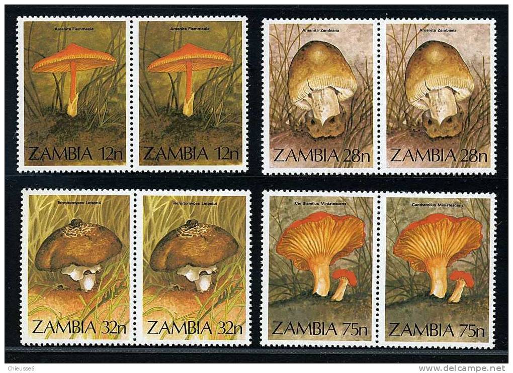 Zambie ** N° 313 à 316 En Paires - Champignons (lot 2) (17 P13) - Zambia (1965-...)
