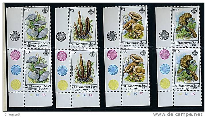 Zil Eloigne Seyssel  ** N° 109 à 112 - Paires Verticales - Champignons (lot 4) (17 P18) - Seychelles (1976-...)