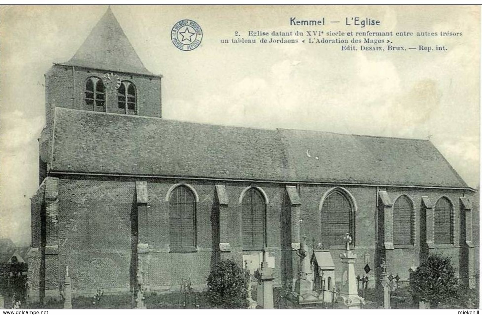 KEMMEL-L'EGLISE-DE KERK-sterstempel-oblitération Relais-cachet à étoiles-marcophilie - Heuvelland