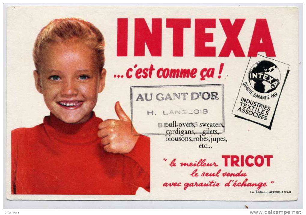 Buvard INTEXA Tampon Aux Gants D'or LANGLOIS - Kleidung & Textil