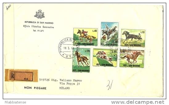 1966 - San Marino 705/10 Ippica In Raccomandata, - Cartas & Documentos
