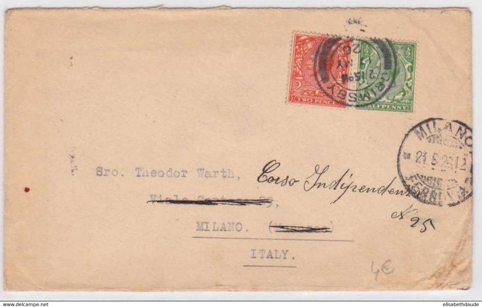 GB - 1926 -  LETTRE De LONDON Pour MILANO (ITALIE) - Lettres & Documents