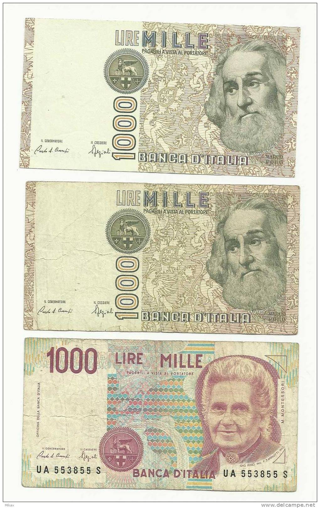 ITALIA - 3 1000 Lire Notes - 1000 Lire