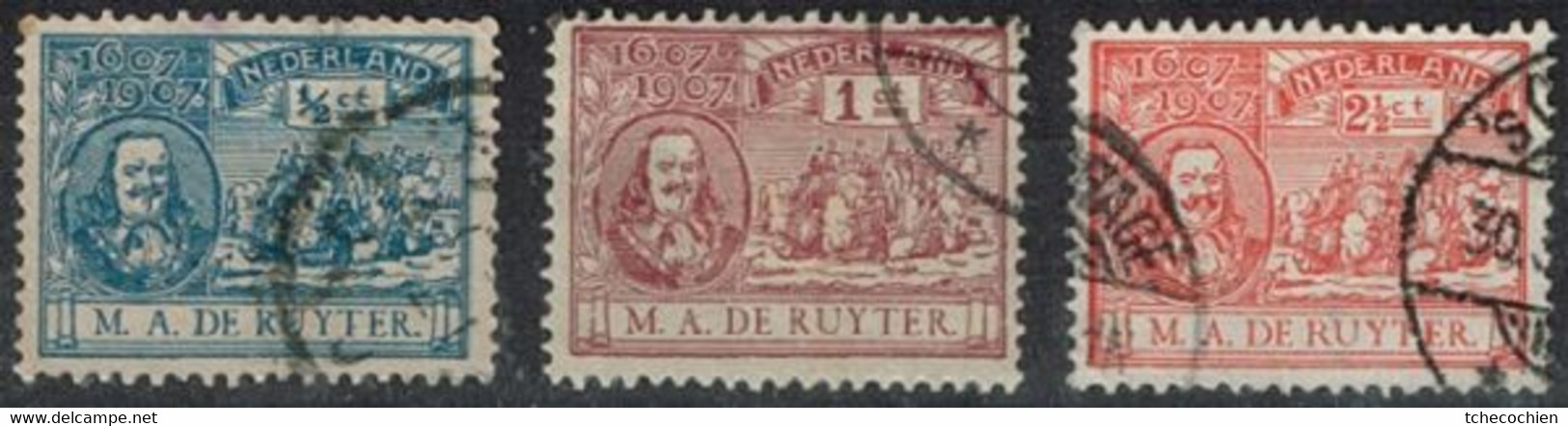 Pays-Bas - Nederland - 1907 - Y&T N° 73 à 75 Oblitérés. Amiral De Ruyter - Oblitérés