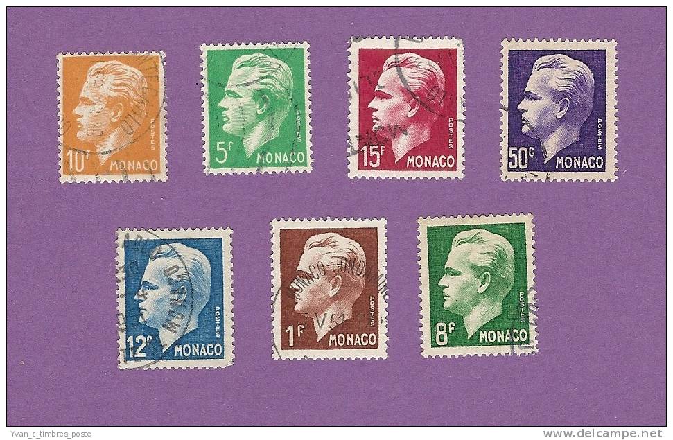 MONACO TIMBRE N° 344 A 350 OBLITERE PRINCE RAINIER III - Used Stamps