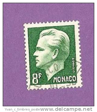 MONACO TIMBRE N° 346 OBLITERE PRINCE RAINIER III 8F VERT FONCE - Used Stamps