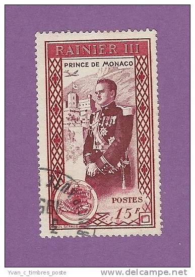 MONACO TIMBRE N° 342 OBLITERE AVENEMENT DU PRINCE RAINIER III 15F ROUGE CARMINE - Used Stamps