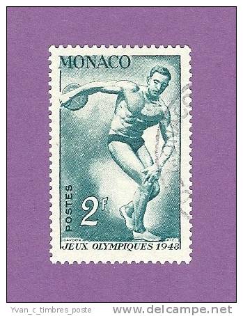 MONACO TIMBRE N° 321 OBLITERE JEUX OLYMPIQUES DE LONDRES LANCEMENT DU DISQUE - Used Stamps