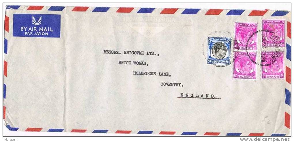 1825. Carta Aerea SINGAPORE (Malasia) 1954 - Singapore (...-1959)