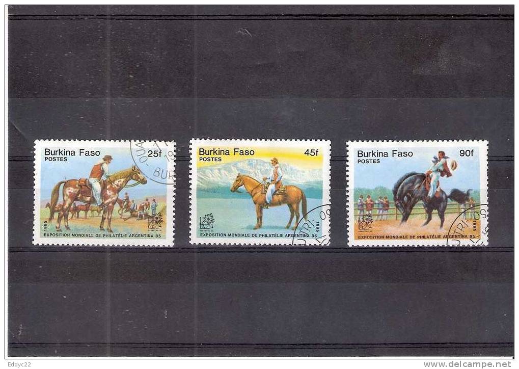 Yv. 659/61  (o)  - Chevaux - Burkina Faso (1984-...)