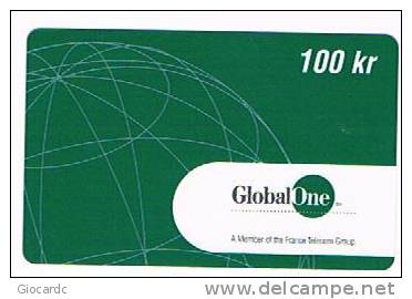 DANIMARCA (DENMARK)  - GLOBAL ONE (REMOTE) - GREEN 100 KR EX 3.02 - USED °  -  RIF. 3993 - Dänemark