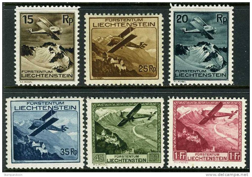 Liechtenstein C1-6 Mint Hinged Airmail Set From 1930 - Poste Aérienne