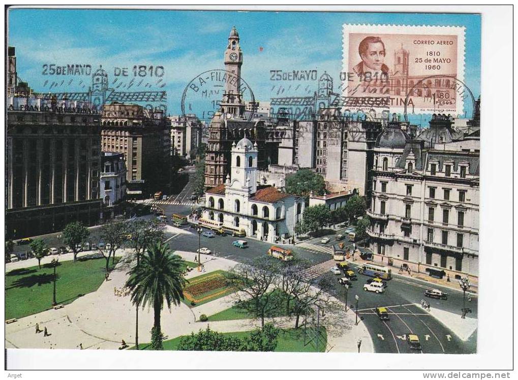 Carte Maximum ARGENTINE  N°Yvert  PA 67 (Buenos Aires - 25 Mai 1810) Obl Sp FLAMME Ill 25 Mai 1970 - Storia Postale