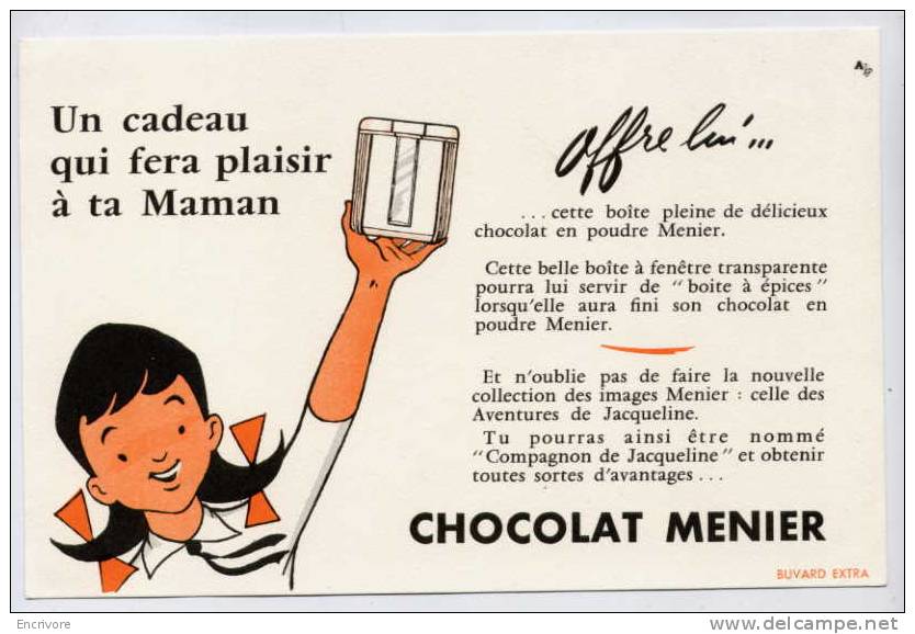 Buvard Chocolat MENIER Fillette Et Boite Cadeau - Cocoa & Chocolat