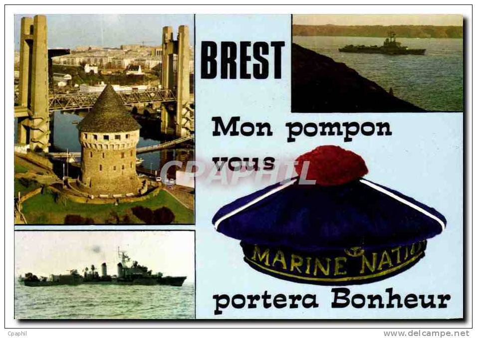 CPM Brest Mon Pompon Vous Portera Bonheur Bateau - Brest