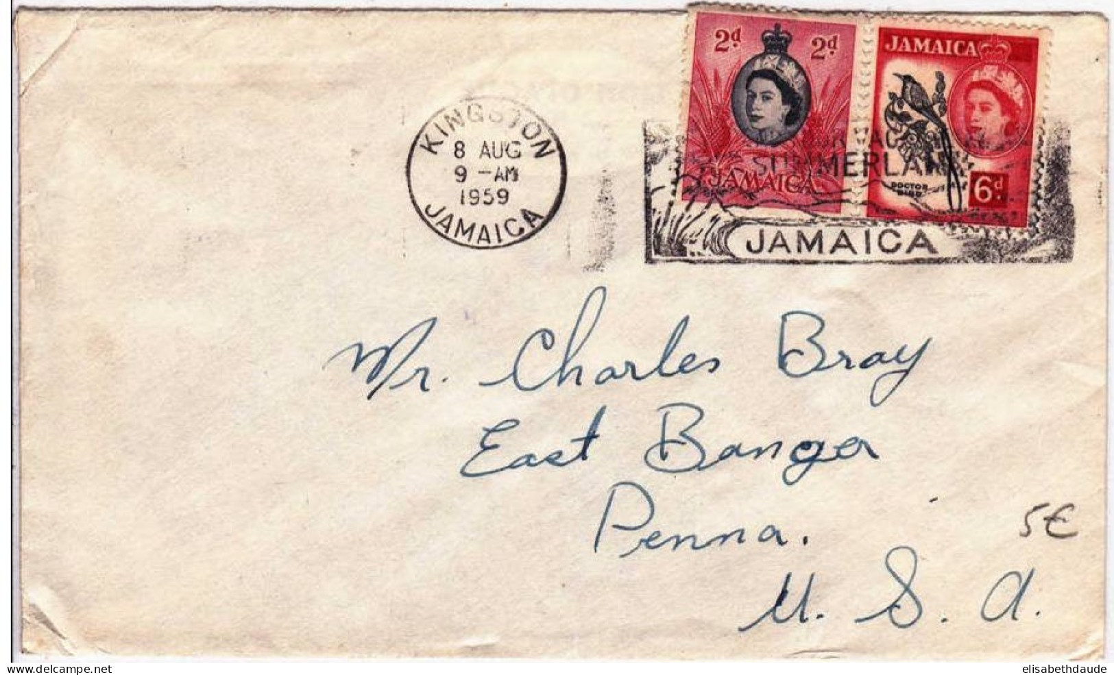 JAMAICA - 1959 - LETTRE Par AVION De KINGSTON Pour Les USA - Jamaica (...-1961)