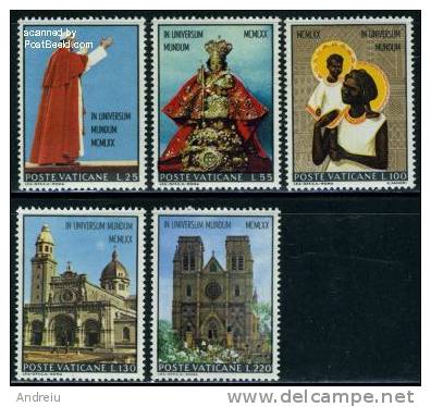 1970 Vatican, Poste Vaticane, Australasian Travel 5v., Pope, Religion, Churches, Women, Yvert	513/17 MNH - Andere & Zonder Classificatie